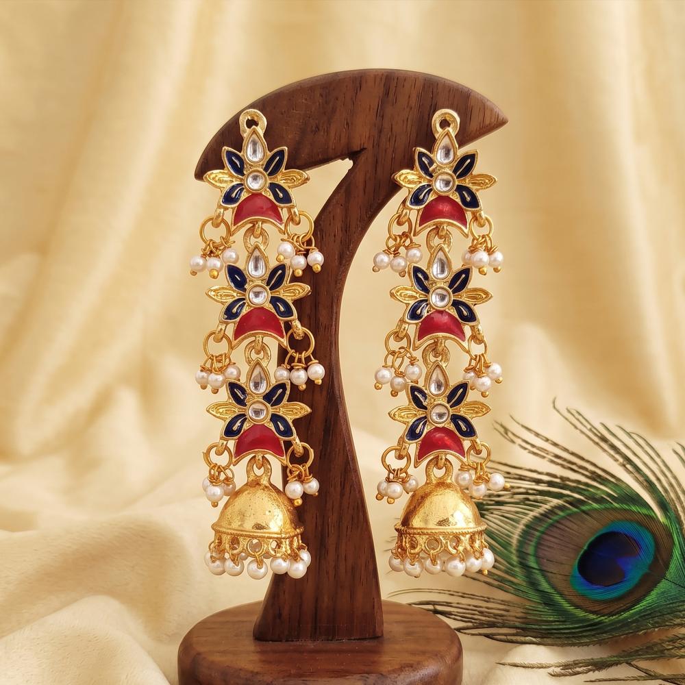Js Fashion Antique Jewellery Beautiful Design High Gold Polish Party wear Jhumka Earrings