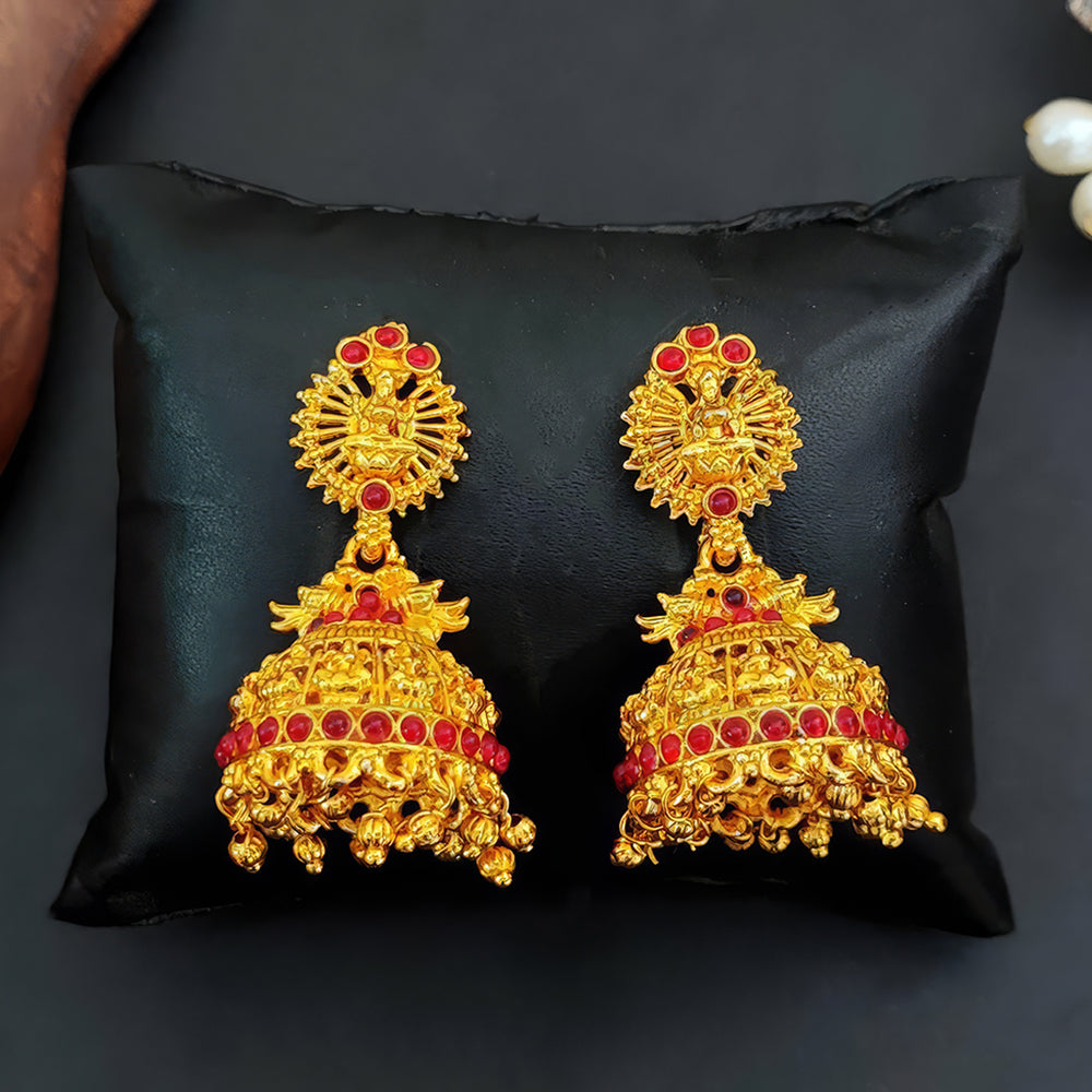 Js Fashion Temple jewellery High Gold Polish South Style Fancy Temple Jhumka Earring