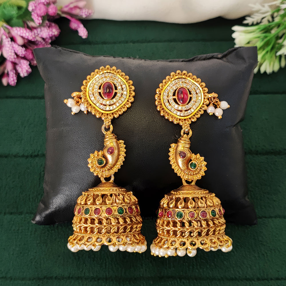 Js Fashion Temple Designer Jhumka Clustered Pearl Earrings