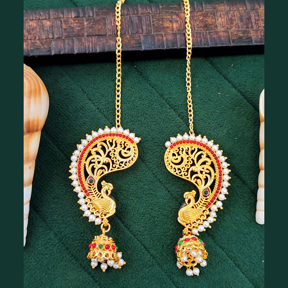 Js Fashion Antique Peacock Jhumka Earrings with Pearl Drops