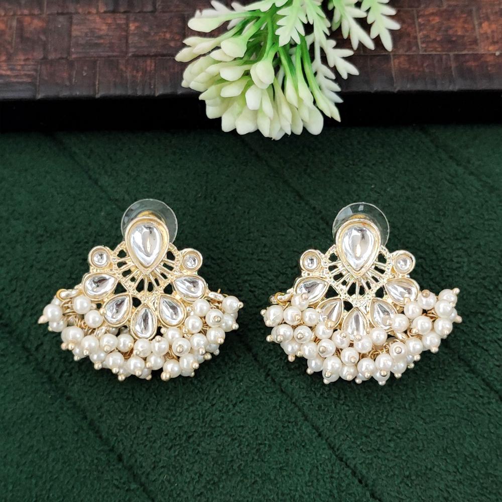 Js Fashion Designer Pearl Drop Kundan Party Wear Earrings