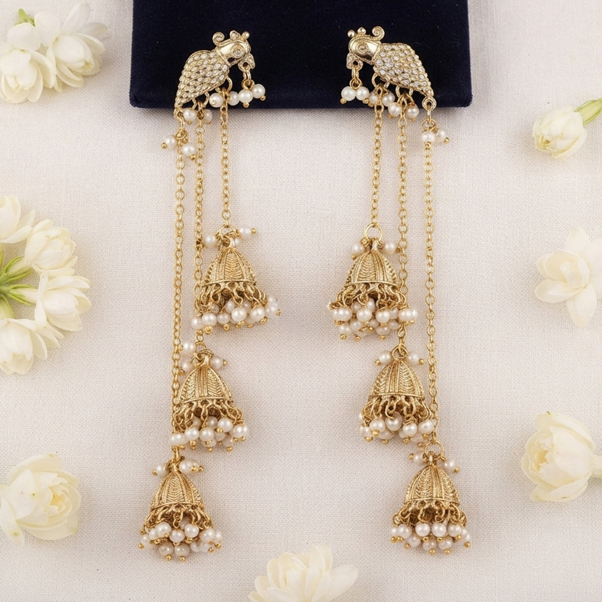 Js Fashion Designer Mehendi Pearl Jhumka Dangler Earrings