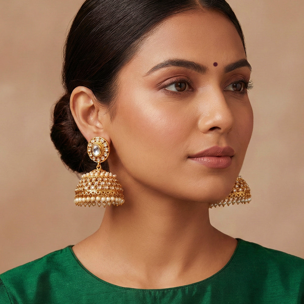Js Fashion Jhumki Engraved Style Antique Earrings
