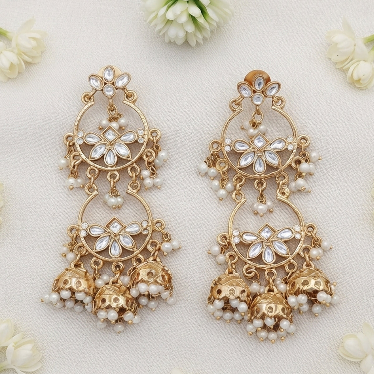 Js Fashion Double type mehandi polish antique jhumka