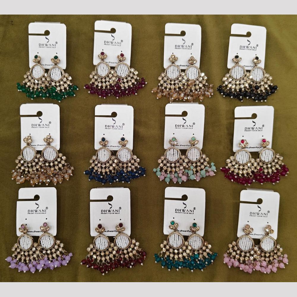 Dhwani Elegant Pota Stone And Pearl Dangler Earrings (Pack of 12)
