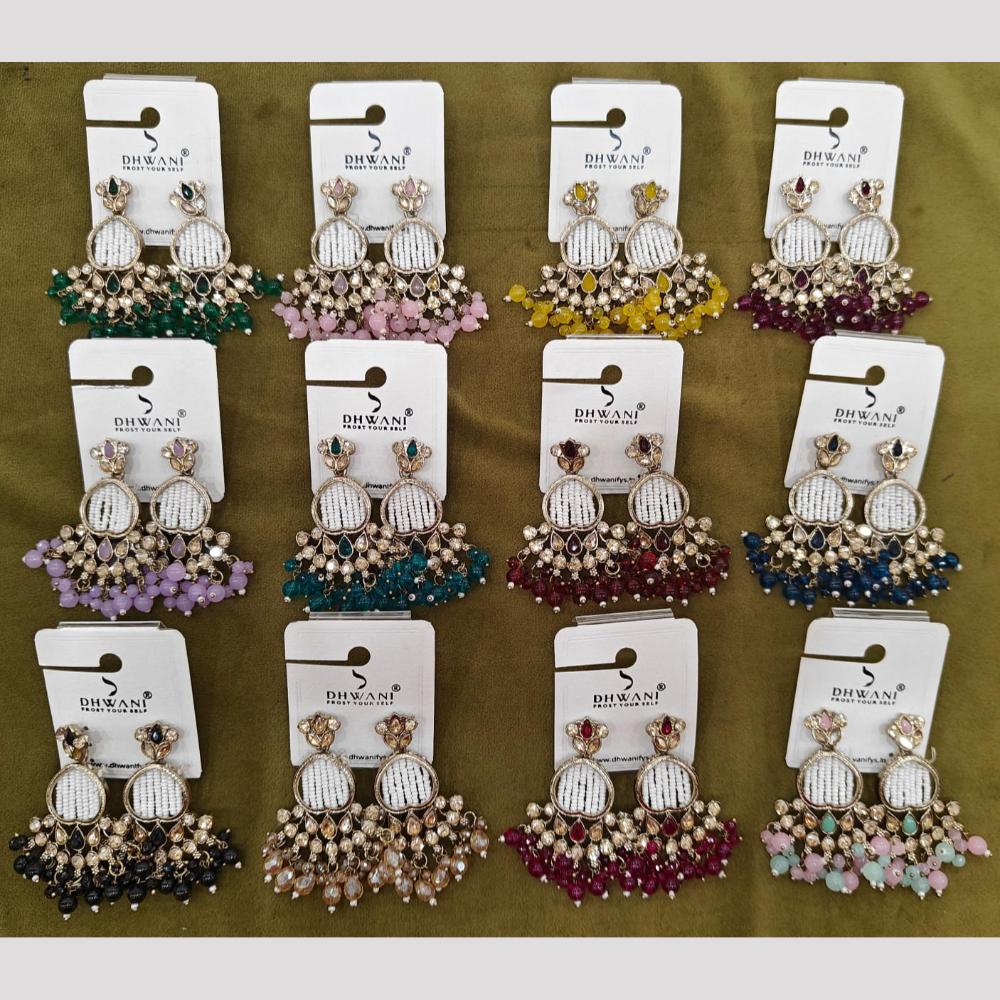 Dhwani Elegant Pota Stone And Pearl Dangler Earrings (Pack of 12)