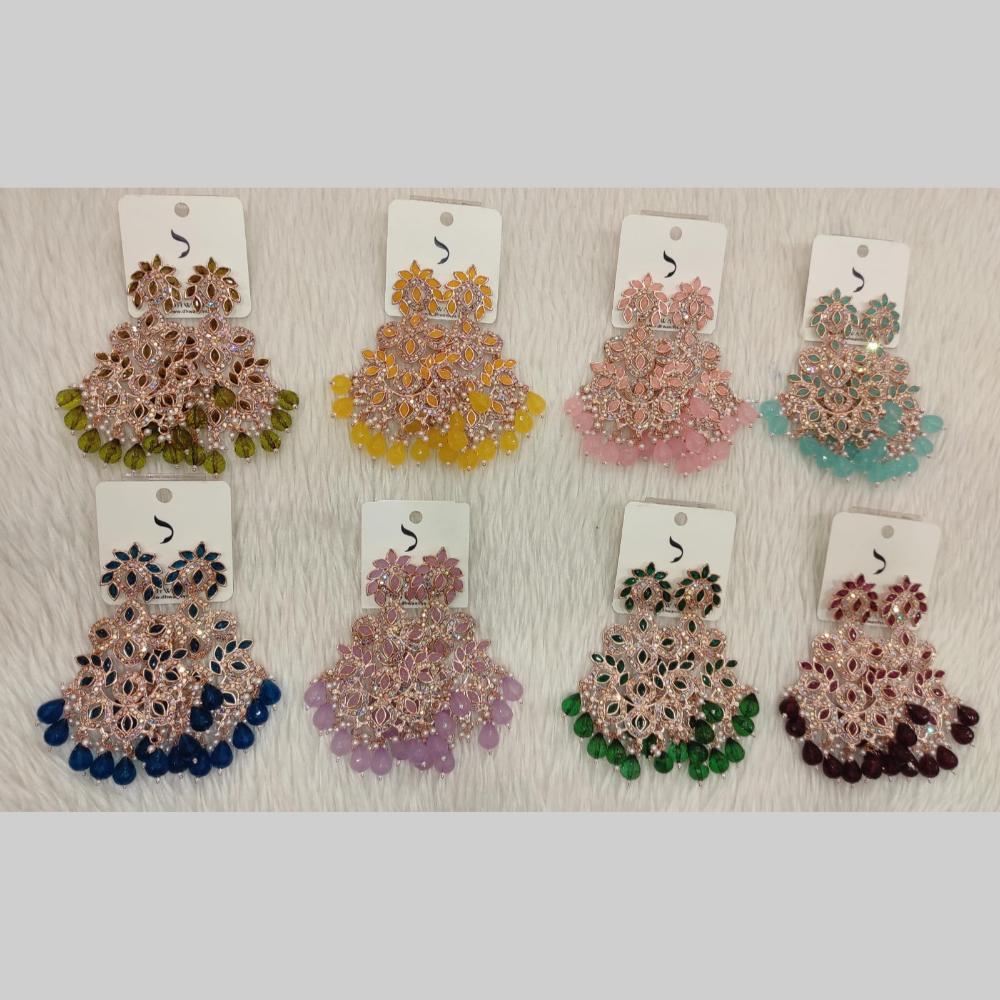 Dhwani Sparkling Austrian Stone Dangler Earrings with Beads (Pack of 8)