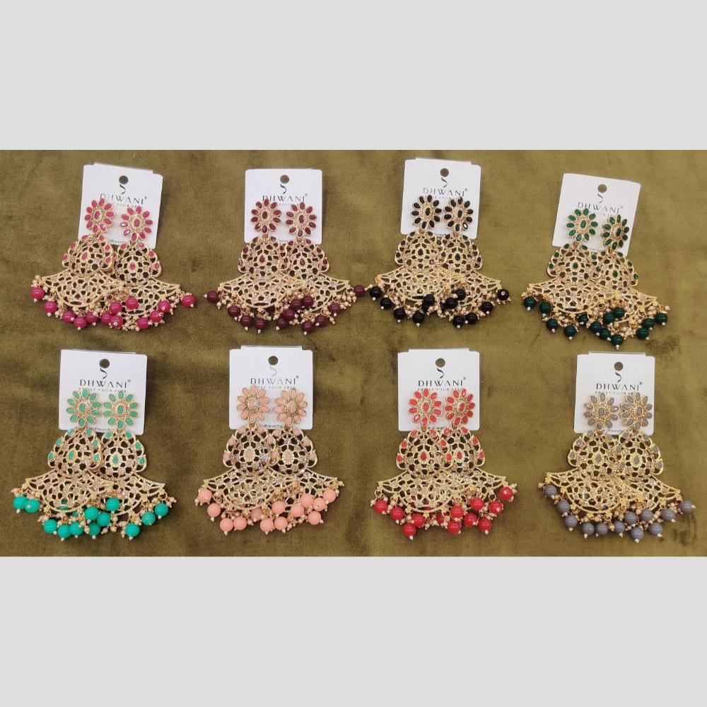 Dhwani Luxury Pota Stone And Pearl Dangler Earrings (Pack of 12)