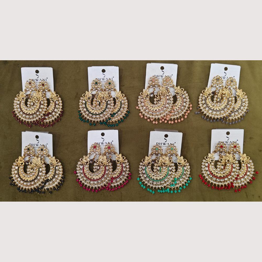 Dhwani Classic Kundan Stone And Pearl Ethnic Dangler Earrings