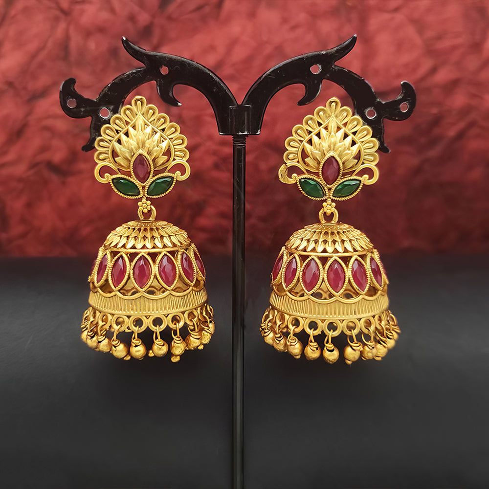 Js Fashion Matte Gold Polish Designer Fancy Design Party wear Jhumka Earring