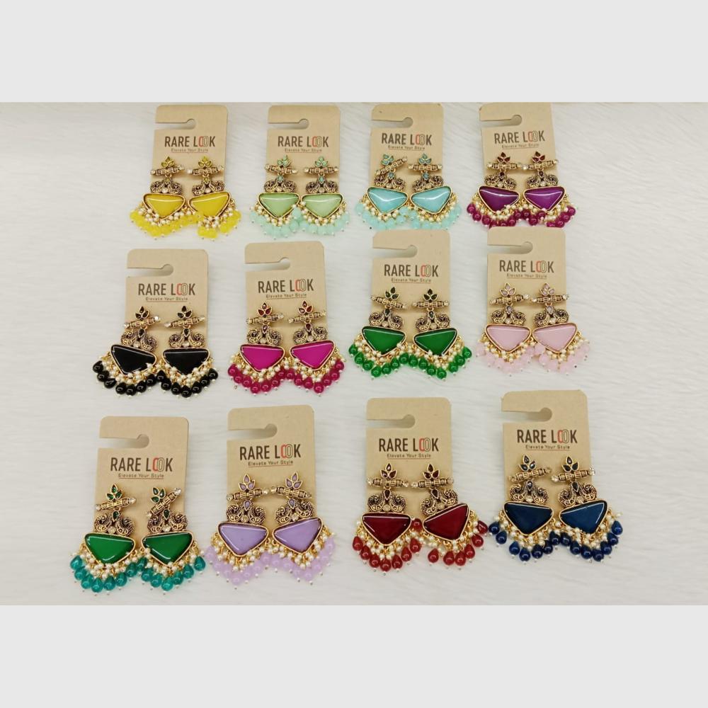 Dhwani Designer Pota Stone And Pearl Dangler Earrings (Pack of 12)