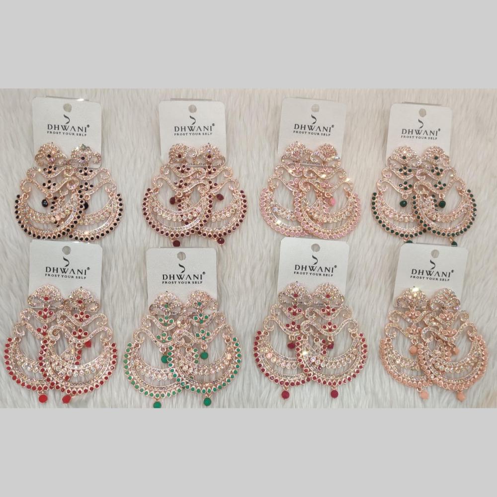 Dhwani Sparkling Austrian Stone Dangler Earrings with Beads (Pack of 8)
