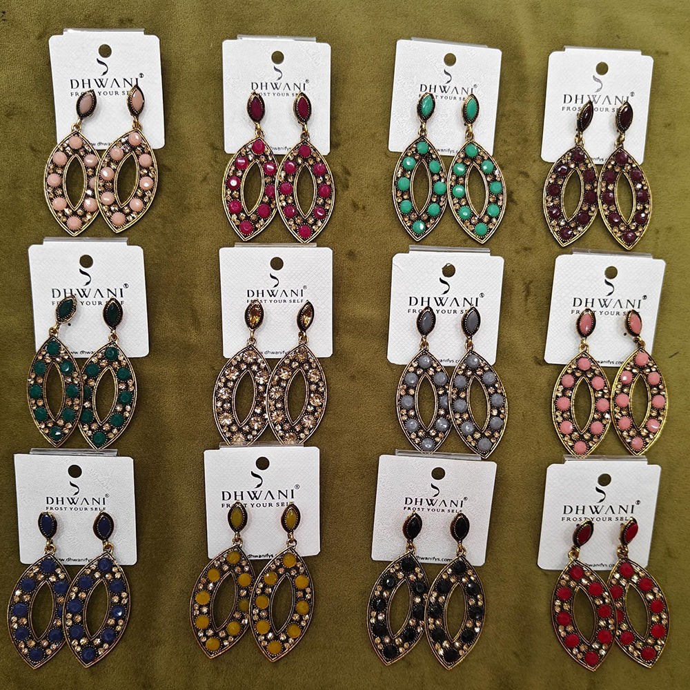 Dhwani Elegant Austrian Stone And Pearl Dangler Earrings- (Pack of 12)