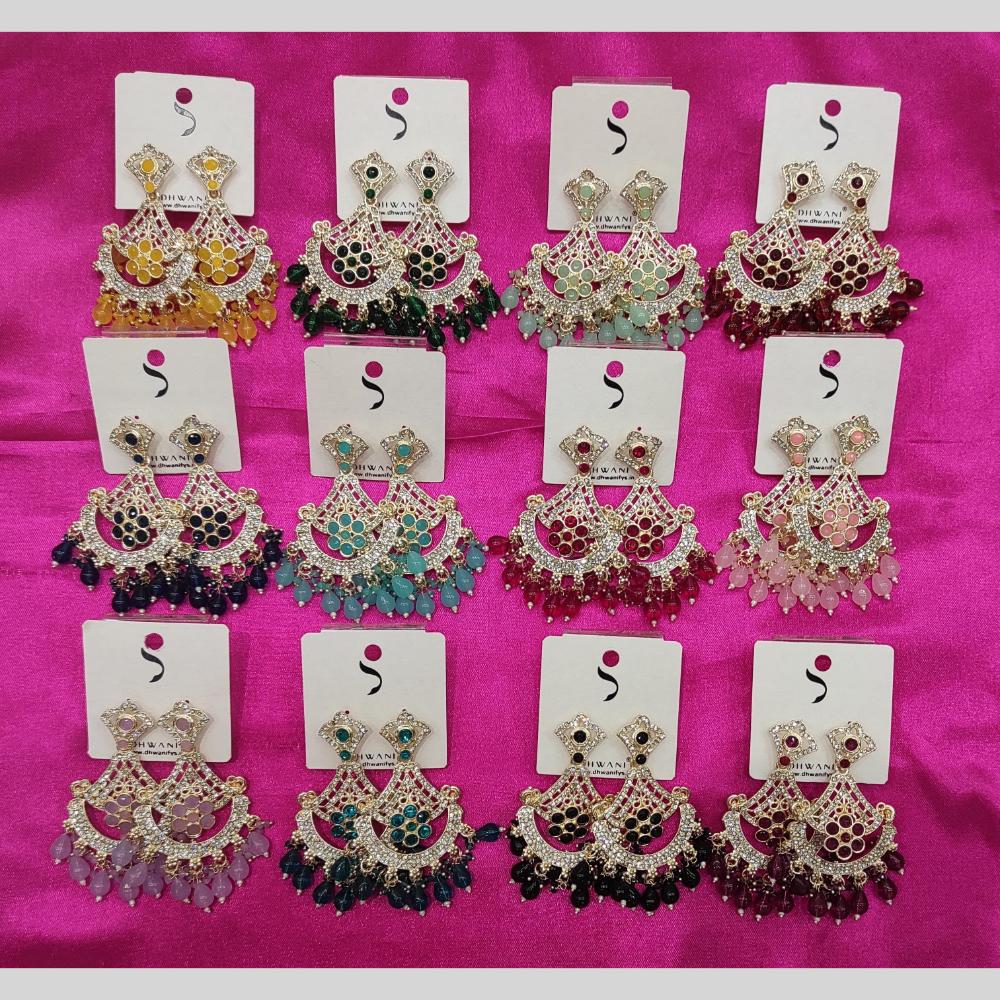 Dhwani Crystal Stone And Austrian Stone Beads Dangler Earrings (Assorted Color)