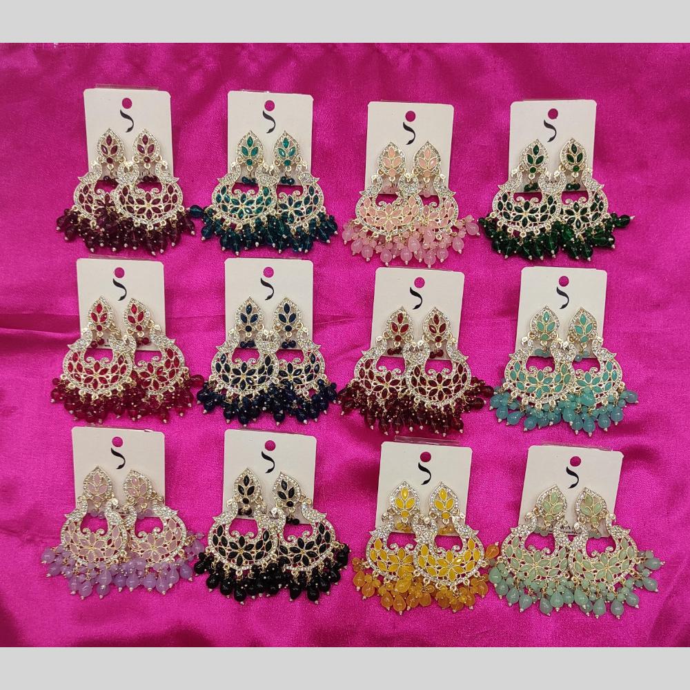 Dhwani Crystal Stone And Austrian Stone Beads Dangler Earrings (Assorted Color)