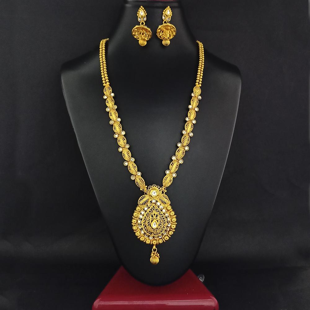 Darshana Jewels Gold Plated White Kundan Necklace Set - FAP0001A