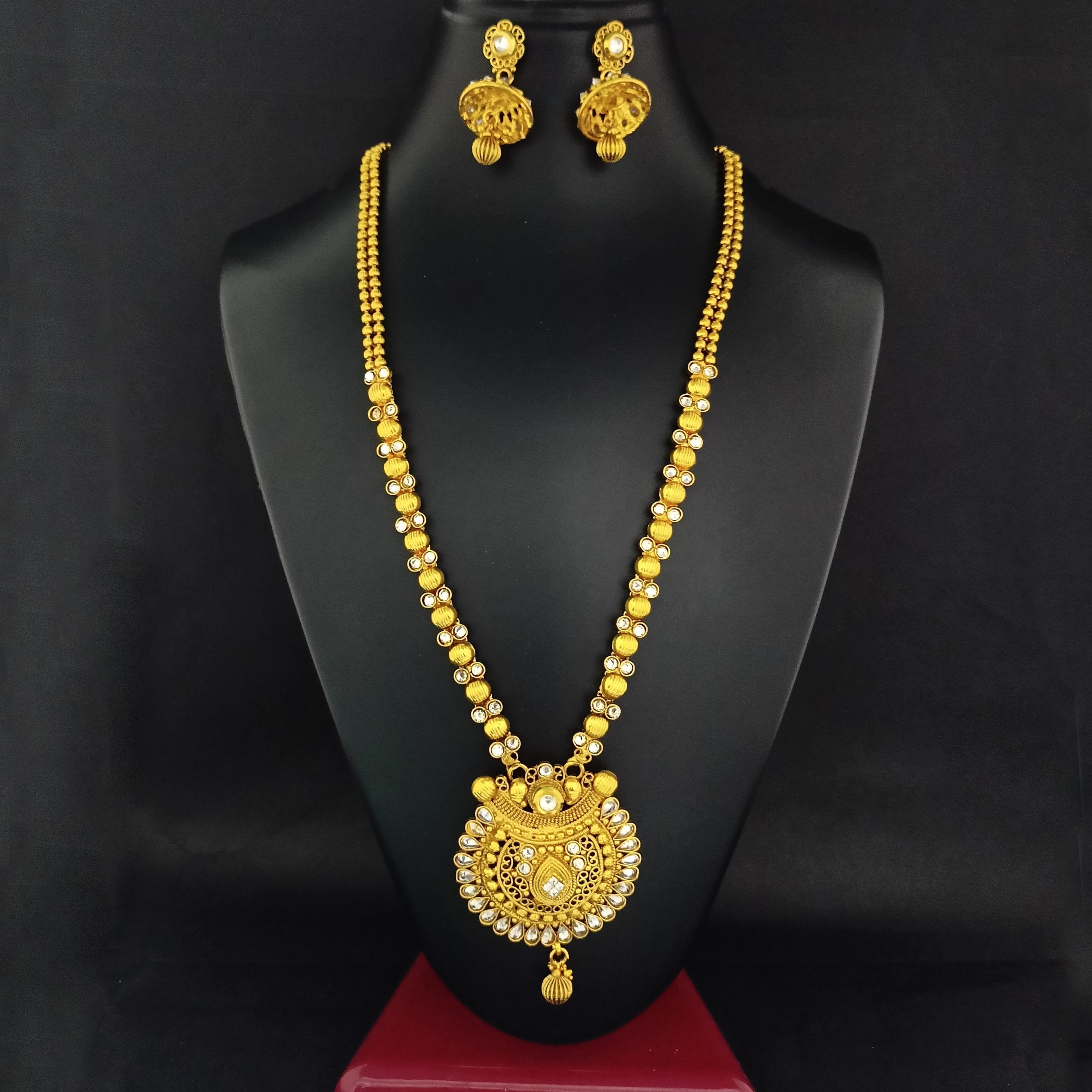 Darshana Jewels Gold Plated White Kundan Necklace Set - FAP0002A