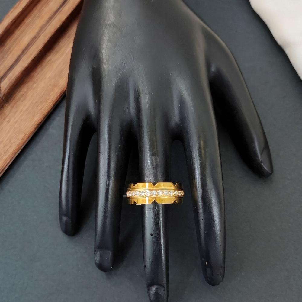 Js Fashion Anti Tarnish Minimalist High Gold Anti Tarnish Stone Finger Ring