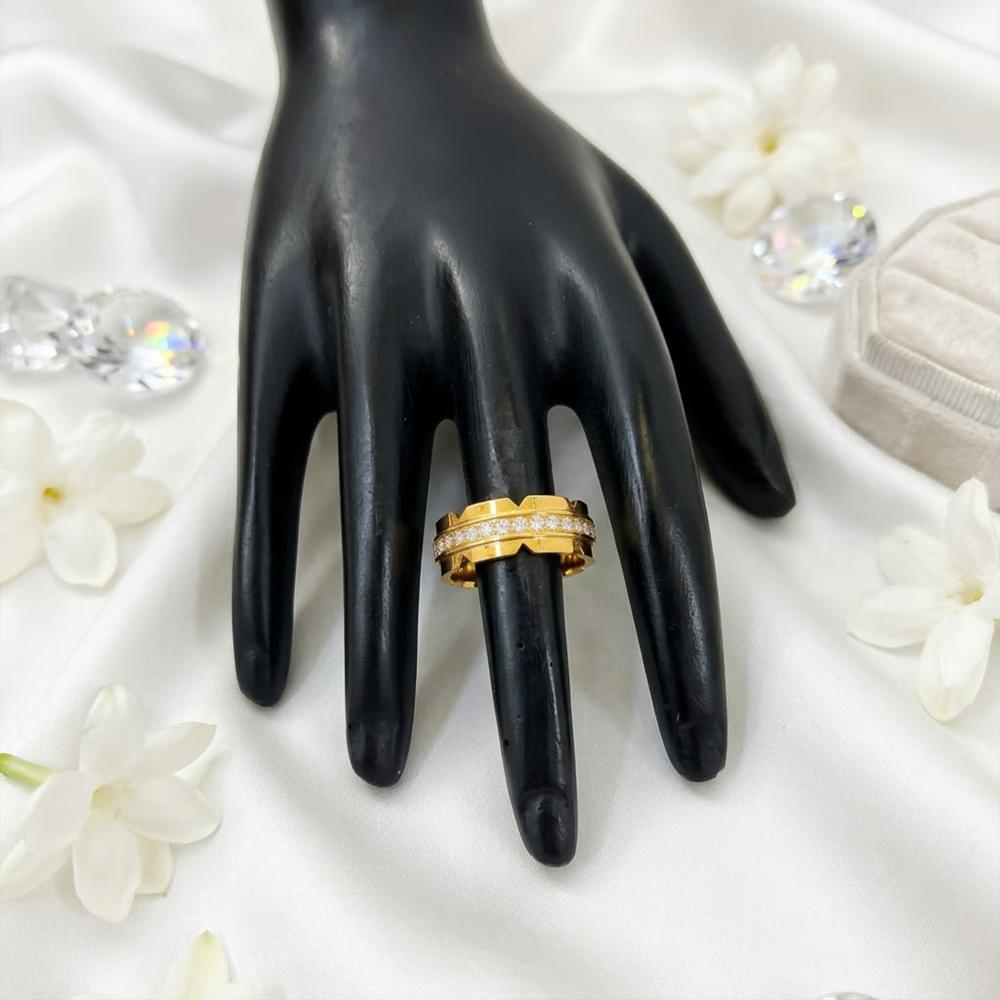 Js Fashion Anti Tarnish Minimalist High Gold Anti Tarnish Stone Finger Ring