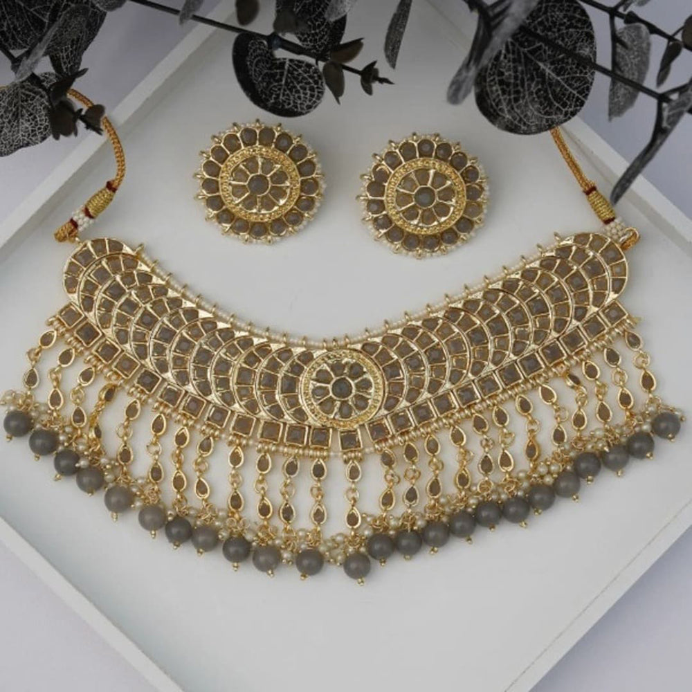 Bevy Pearls Classic Pota Stone And Beads Choker Necklace Set