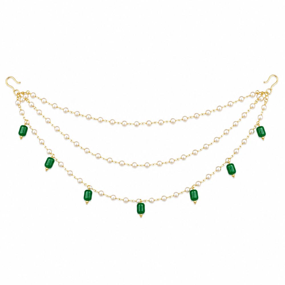 EtnicoTraditional Pearl Beaded Multi Layered Hair Chain for Women (HC04G)