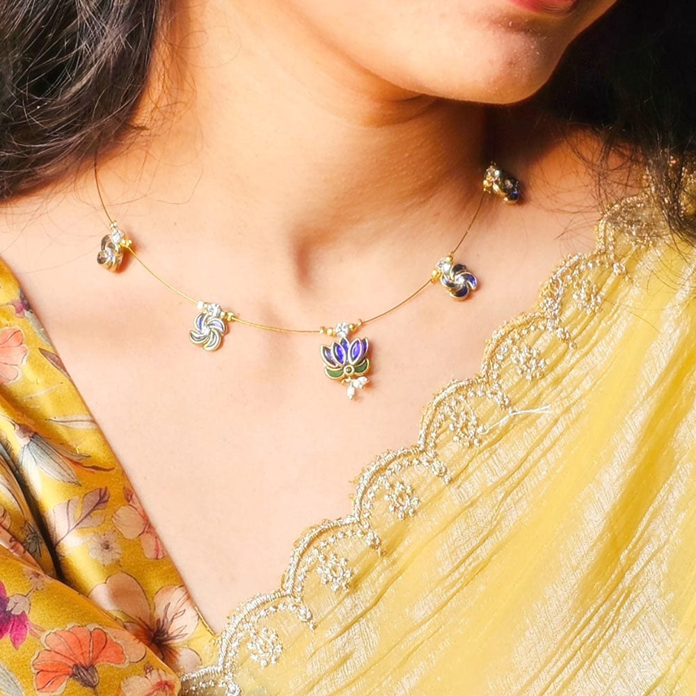 Locketto Lightweight Multicolor Lotus Design Invisible Necklace