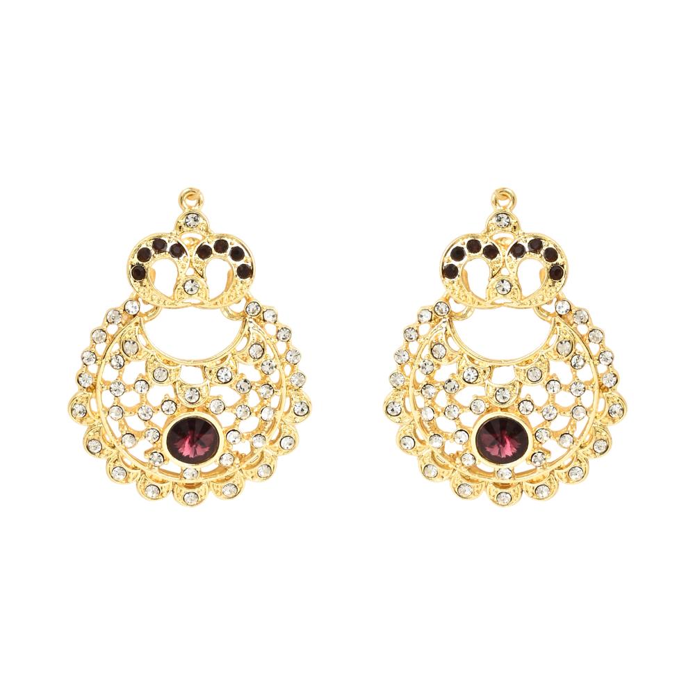 Etnico Gold Plated Traditional Design Stone Work Choker Necklace Jewellery Set With Earring & Maang Tikka For Women/Girls (M4171WWi)