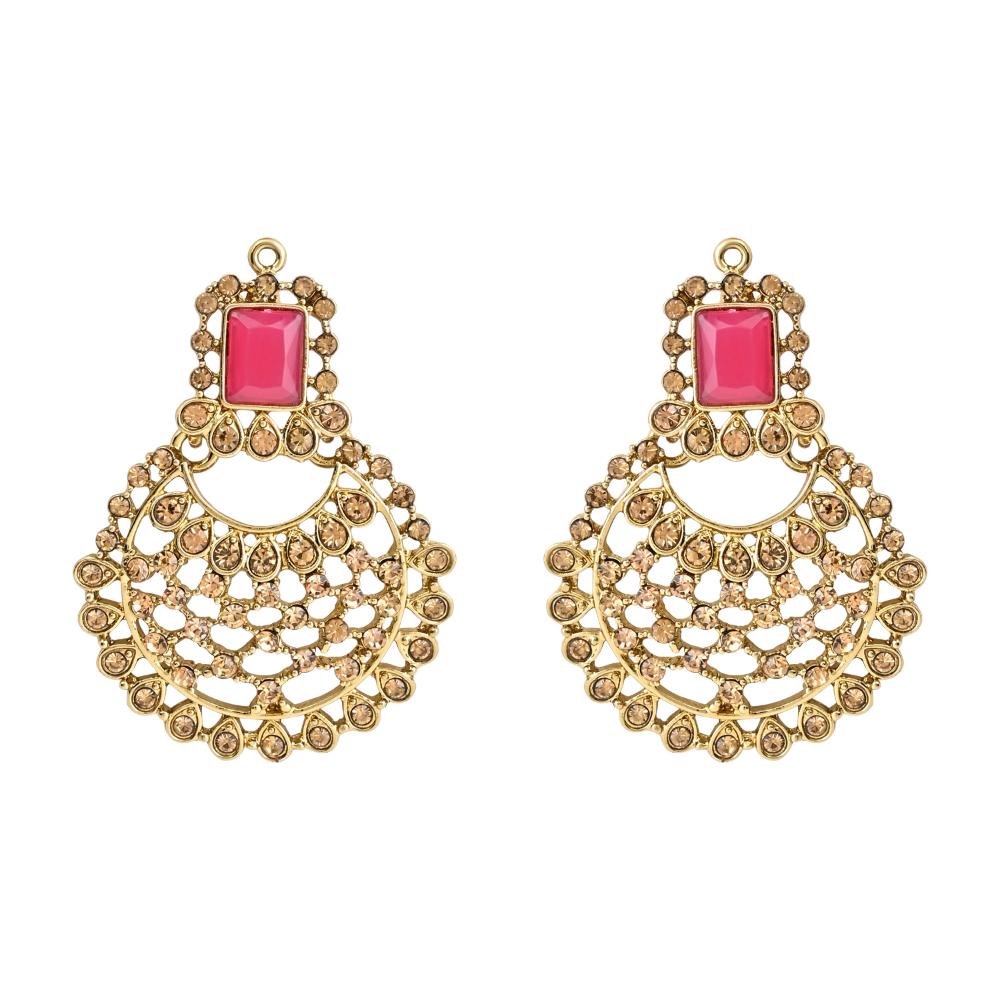 Etnico Gold Plated Traditional Design Stone Work Choker Necklace Jewellery Set With Earring & Maang Tikka For Women/Girls (M4172FLQ)