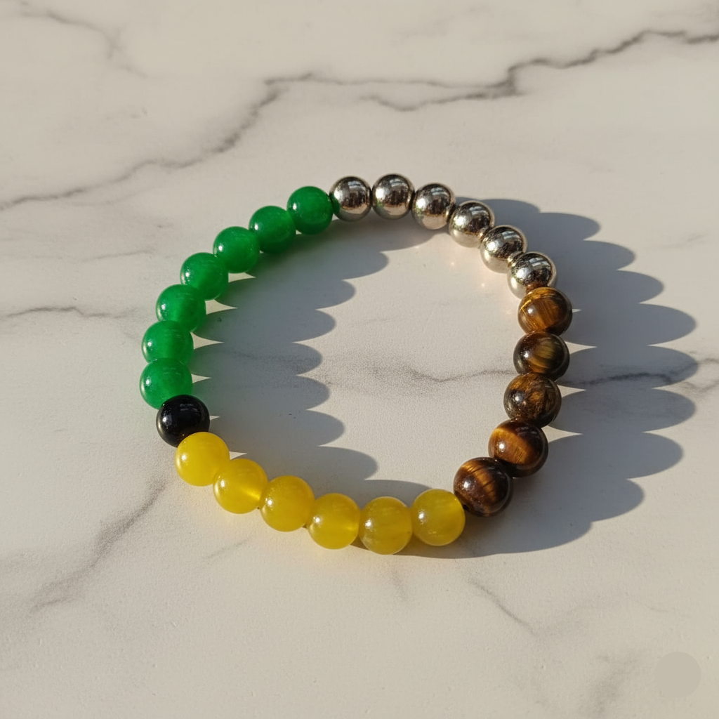 Etnico Prosperity & Confidence Bracelet for Men & Women | Tiger Eye Green & Yellow Stone Beaded Bracelet | Stretch Fit Spiritual Bracelet for Daily Wear | Unisex Design (MJB002)
