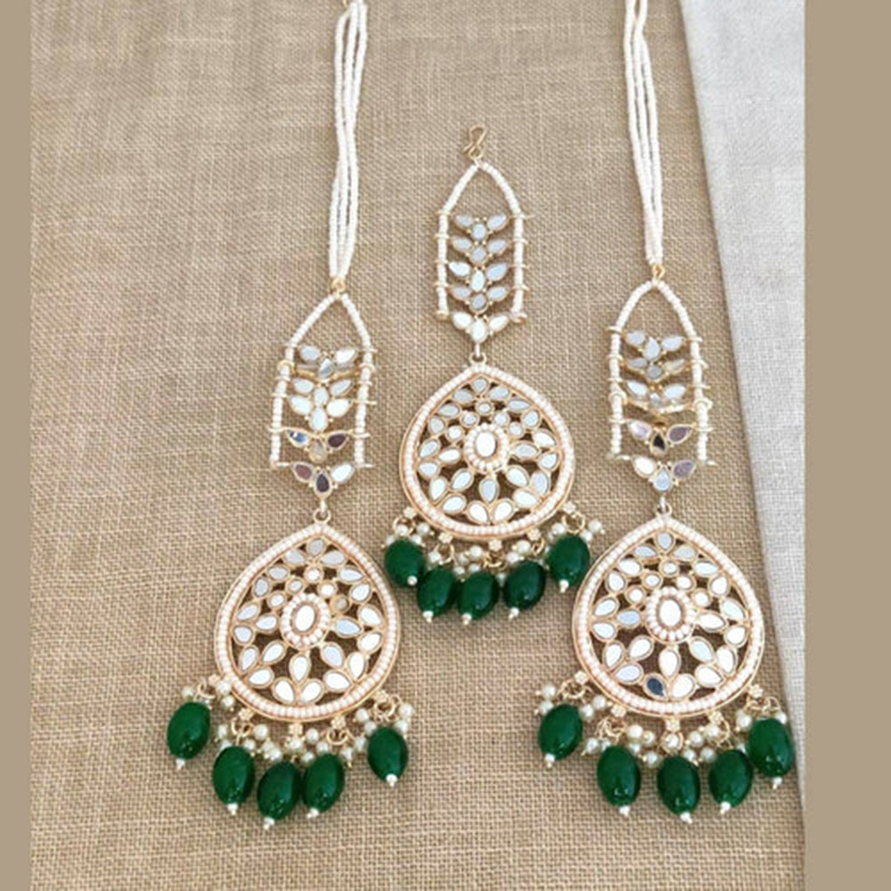 Darshana Jewels Mirror Kanchain Earrings With Mangtikka