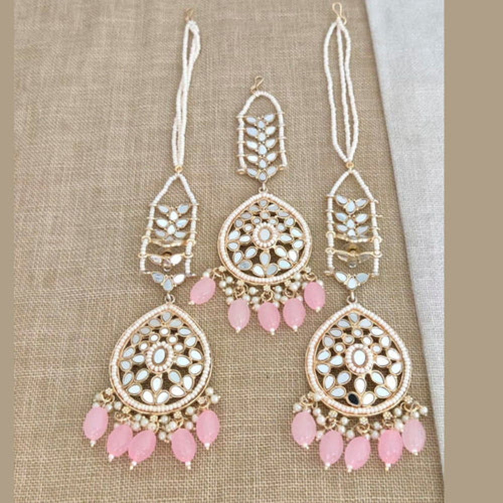 Darshana Jewels Mirror Kanchain Earrings With Mangtikka