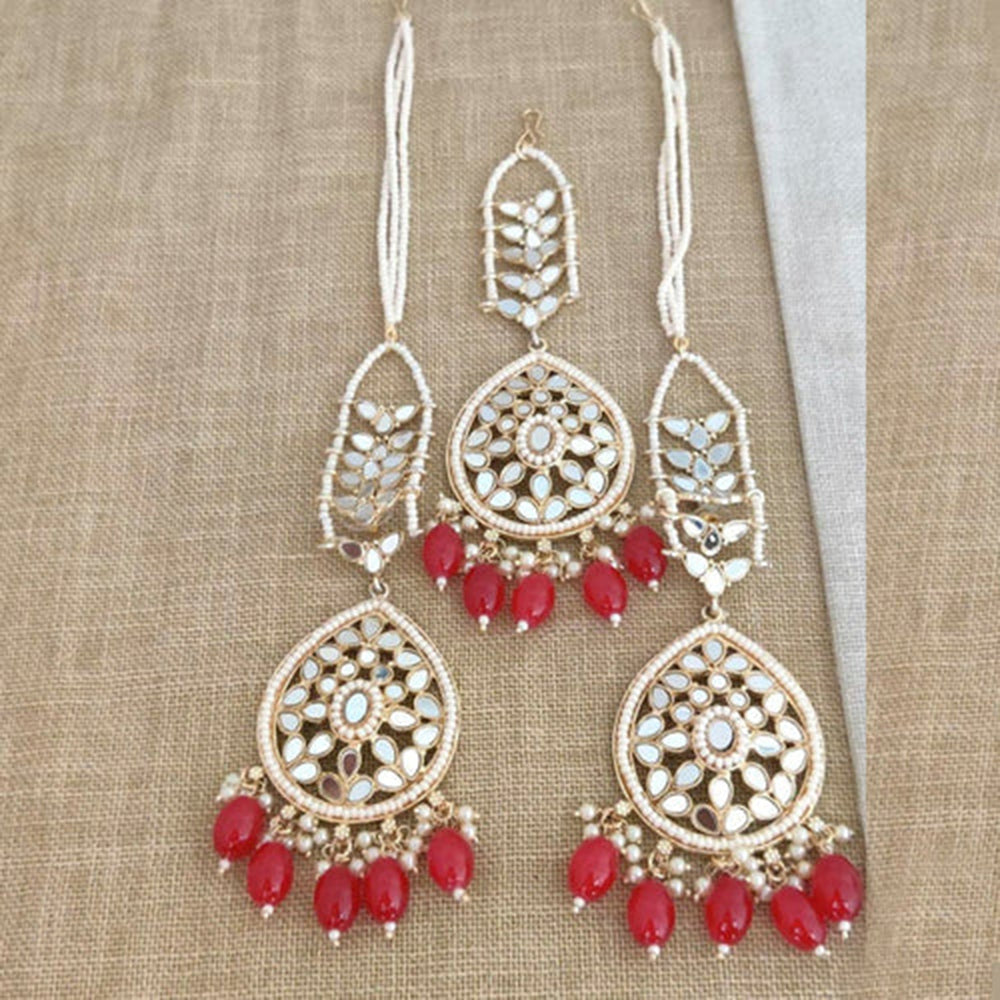 Darshana Jewels Mirror Kanchain Earrings With Mangtikka
