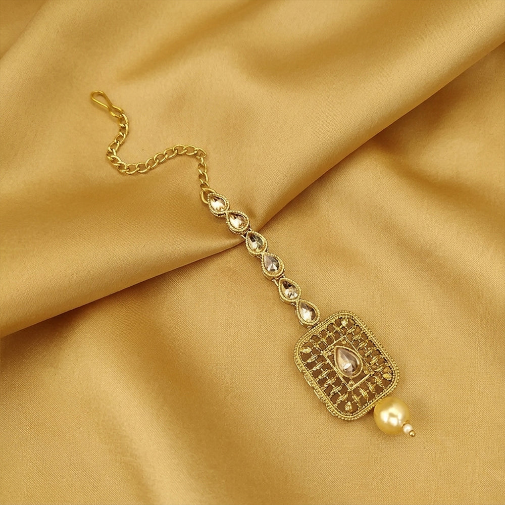 Js Fashion Center Paan Style Rounded Rectangle Maang Tikka