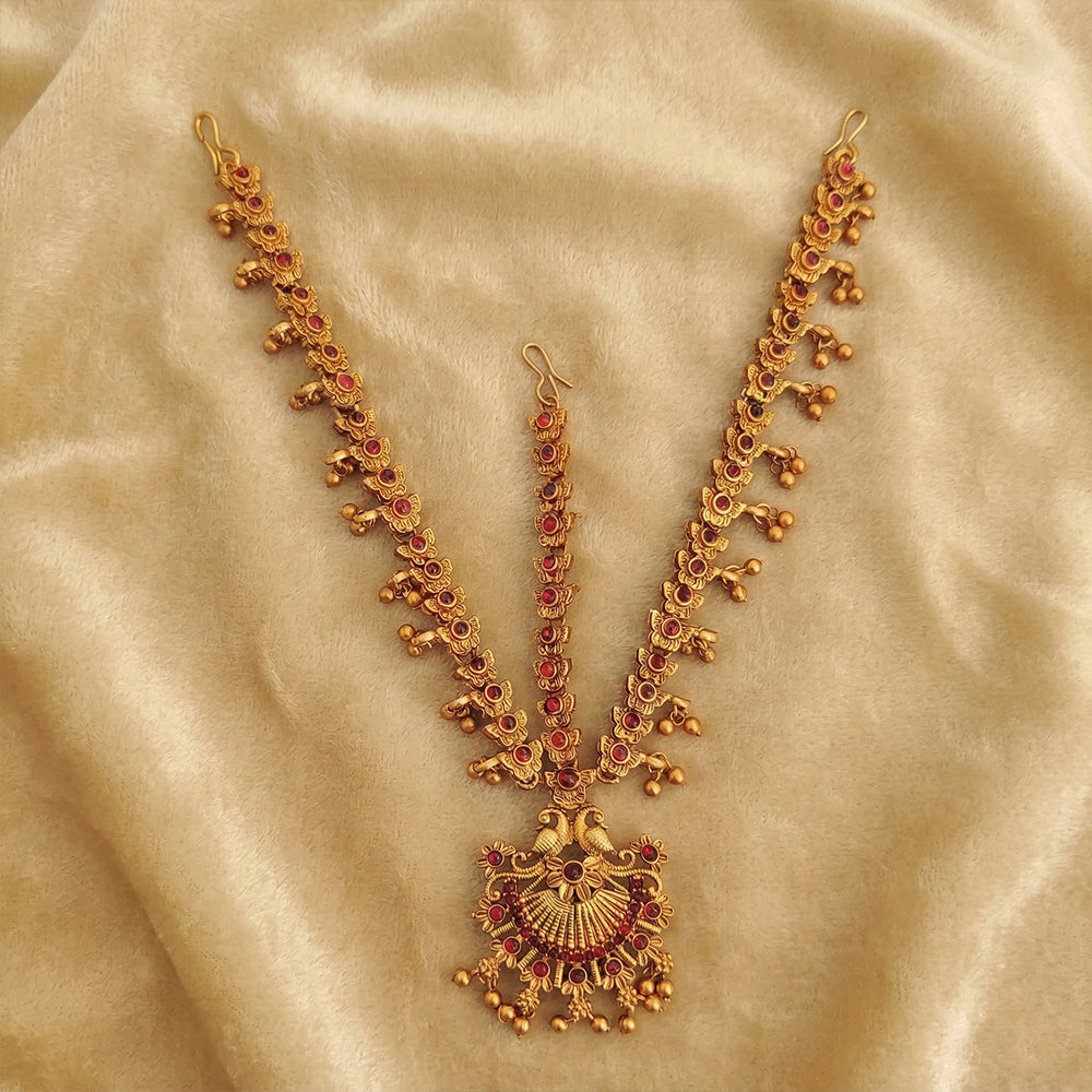 Js Fashion Matte Gold Polish Traditional Wear Wedding Accessories Kemp Maang Tikka
