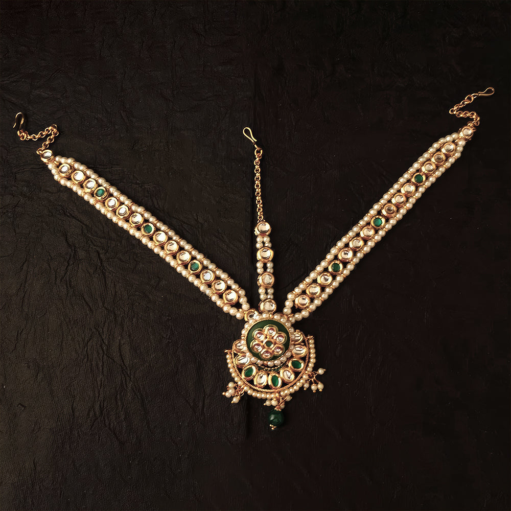 Js Fashion Meena heavy kundan maang tikka