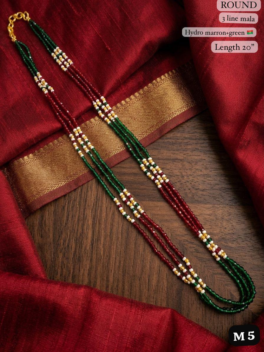 LAFZ Elegant 3-Line White Bead Mala Necklace “ 20" Lenght Festal Kantha Mala