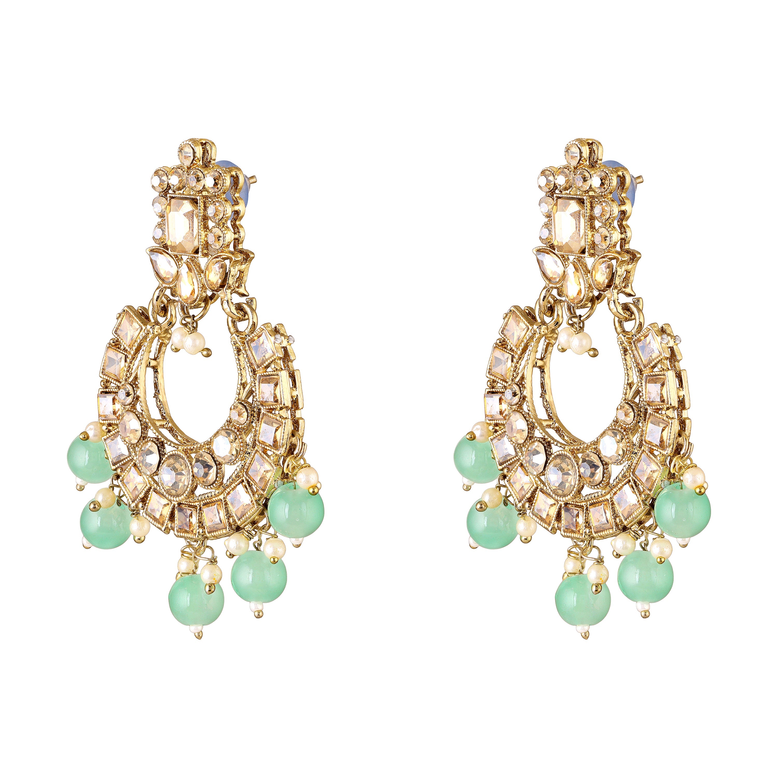 Mahi Traditional Kundan & Glass Beads Choker Jewellery Set with Earrings & Maang Tikka Necklace Set for Women & Girls (NL1108134G)