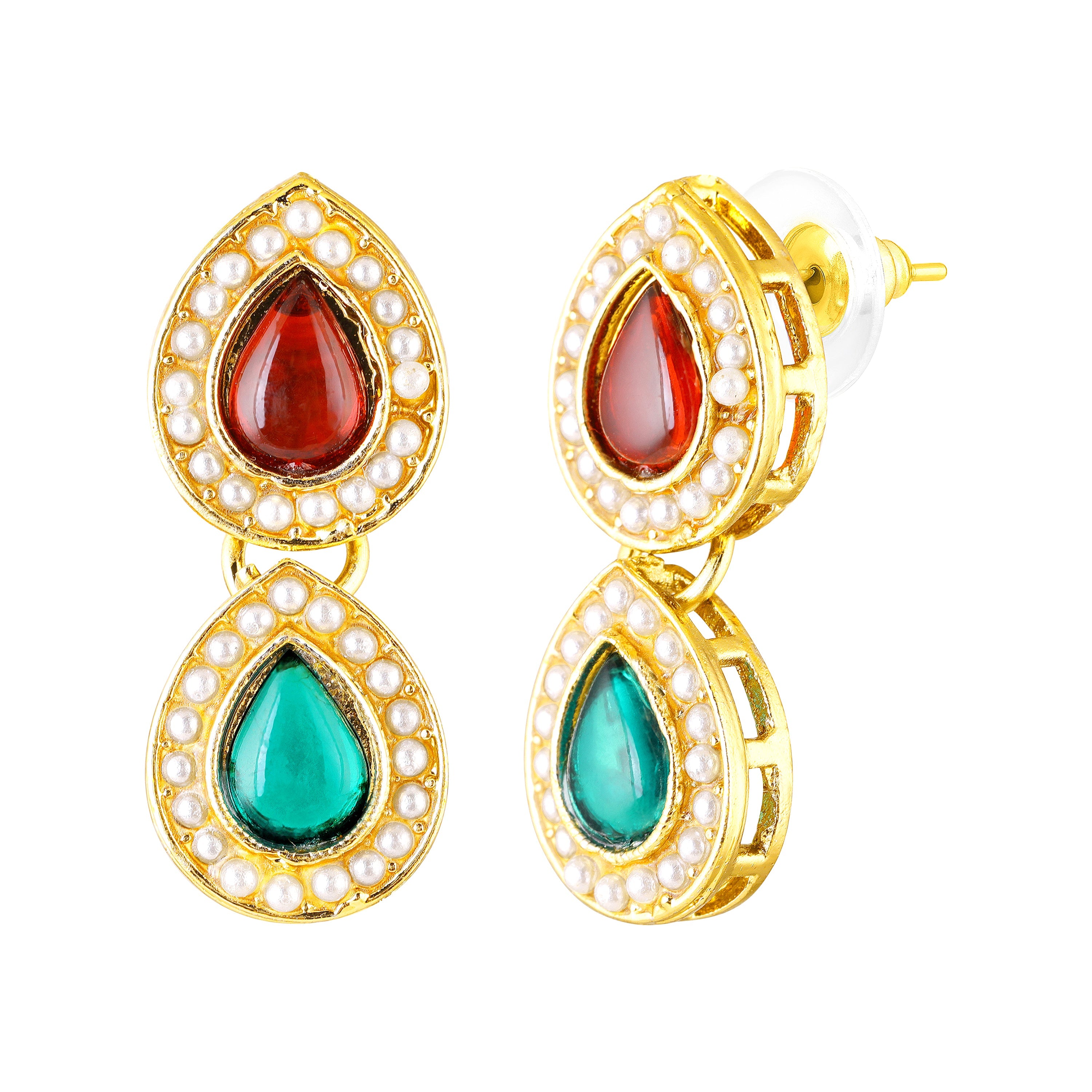 Mahi Traditional Multi-Color Kundan Necklace Set with Earrings for Women | Navratri Inspired Ethnic Jewellery for Wedding & Festive Wear (NL1108139GMul)