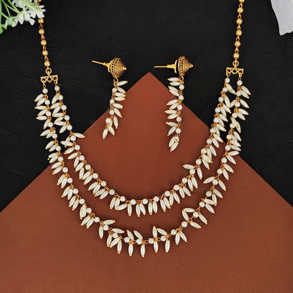 Js Fashion Graceful Pearl Necklace Set