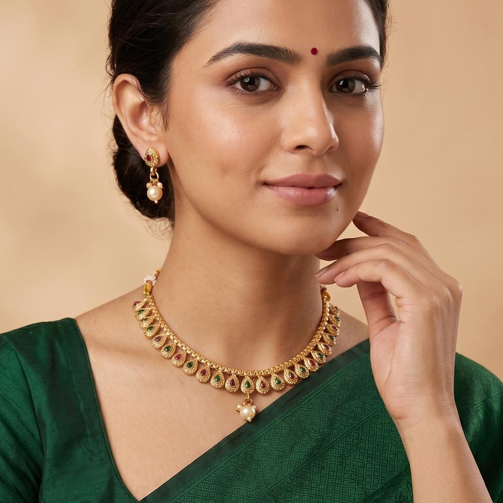 Js Fashion Premium Party Wear Antique Necklace Set