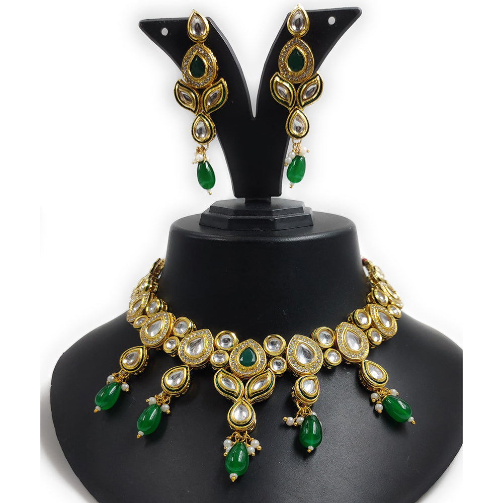 Knigght angel Gold Plated Kundan Necklace Set