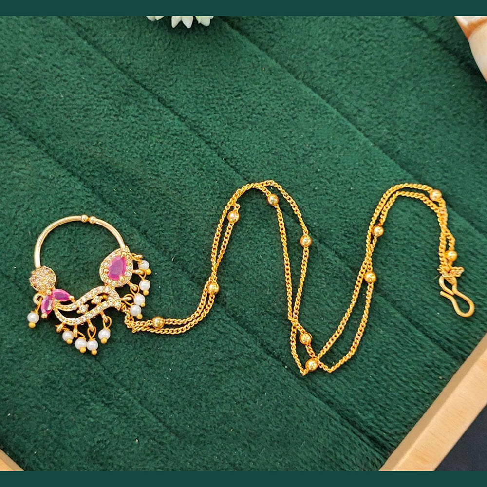 Js Fashion Ethnic Designer Nose Ring with Decorative Chain