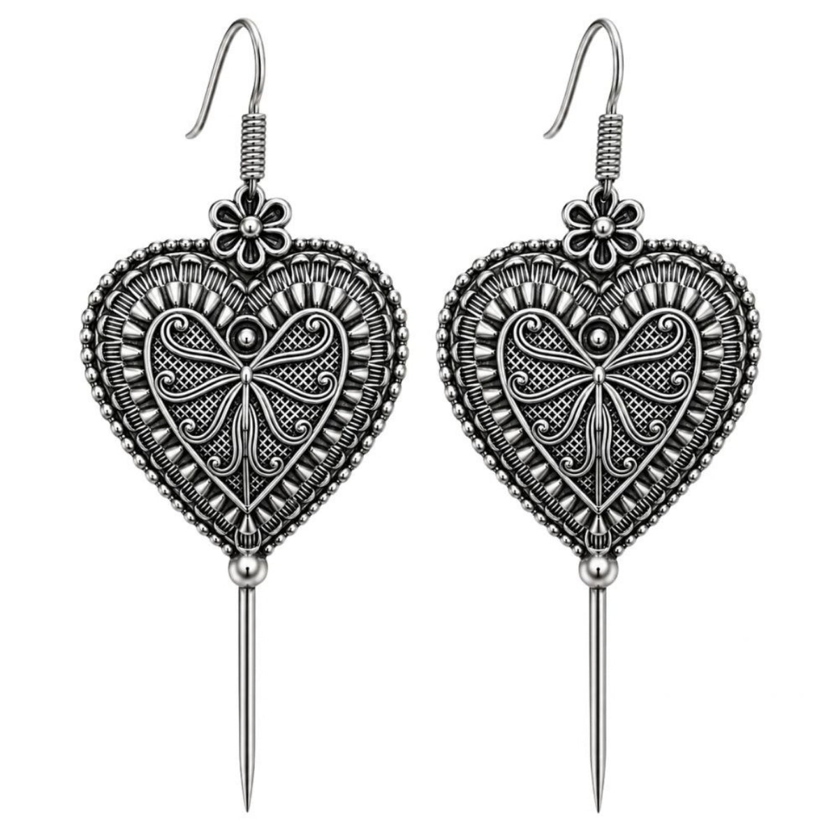 Etnico Navratri Traditional Oxidised Silver Plated Bugadi Ear Cuff Earrings for Women & Girls
