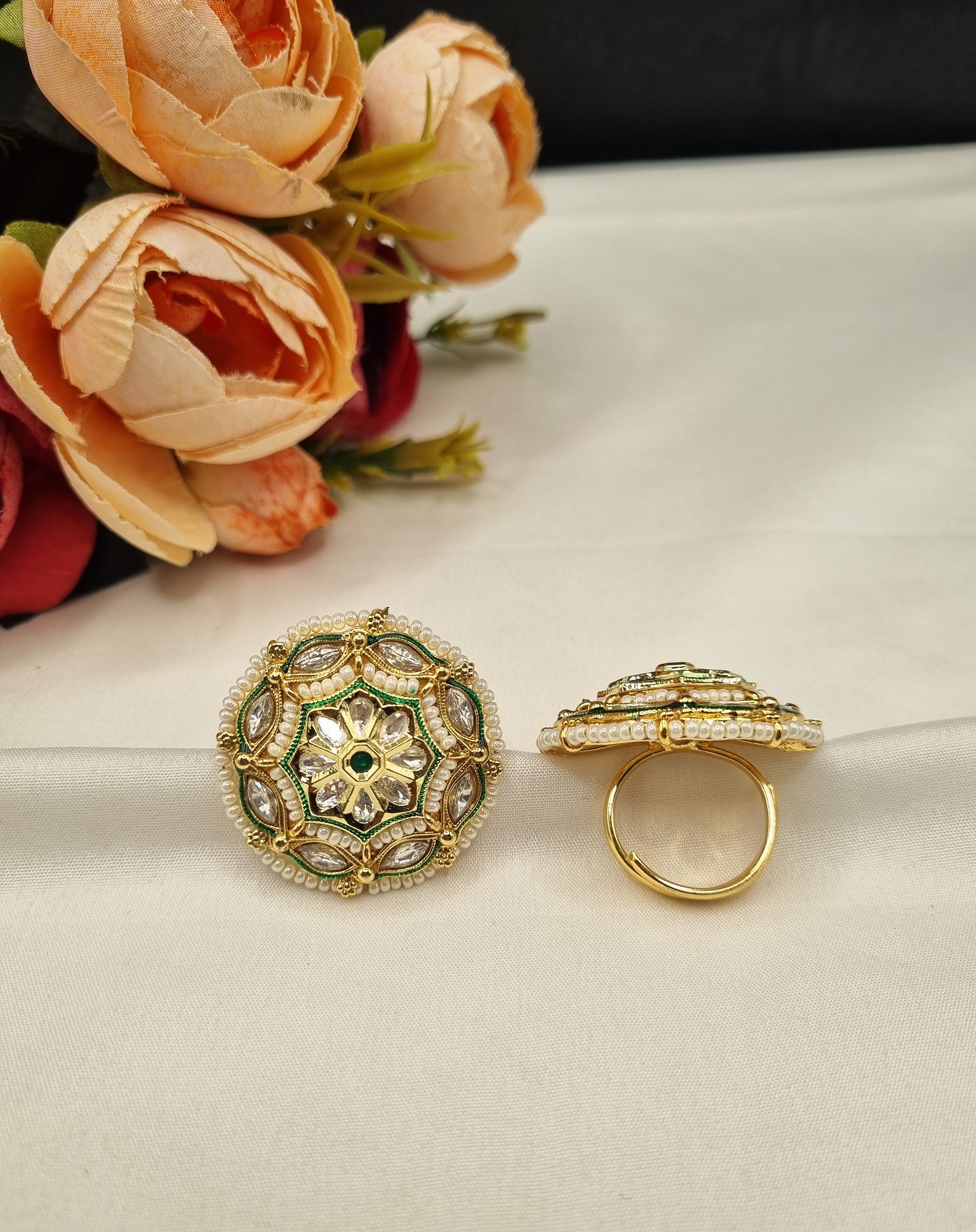 LAFZ Traditional Floral Circular Adjustable Statement Ring - PMRG16