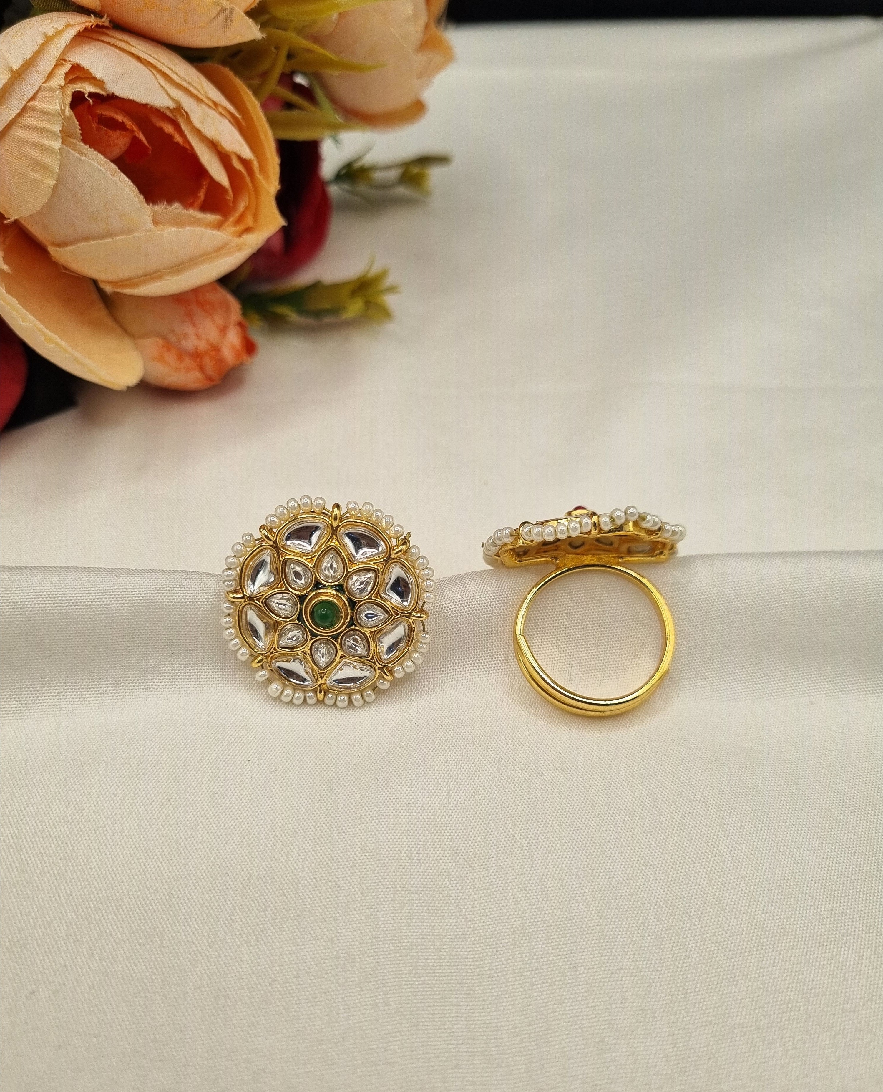 LAFZ Floral Motif with Pearl Beading - PMRG18