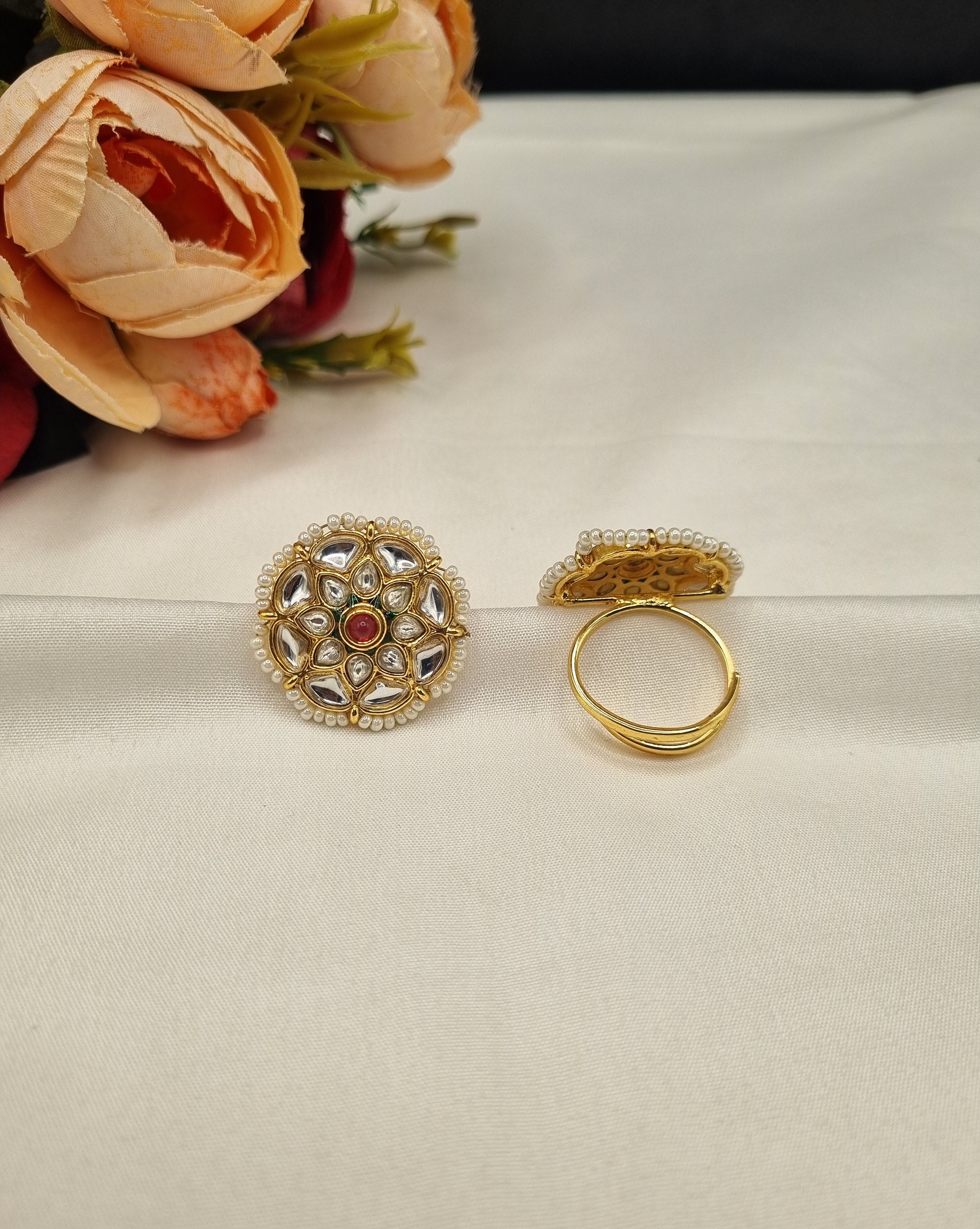 LAFZ Floral Motif with Pearl Beading - PMRG18