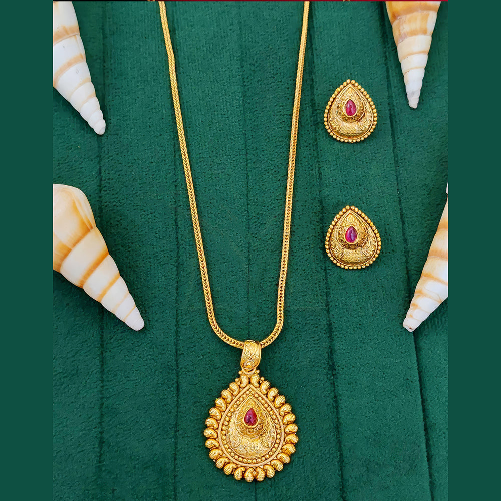 Js Fashion Elegant High Gold Pendant Set with Matching Studs