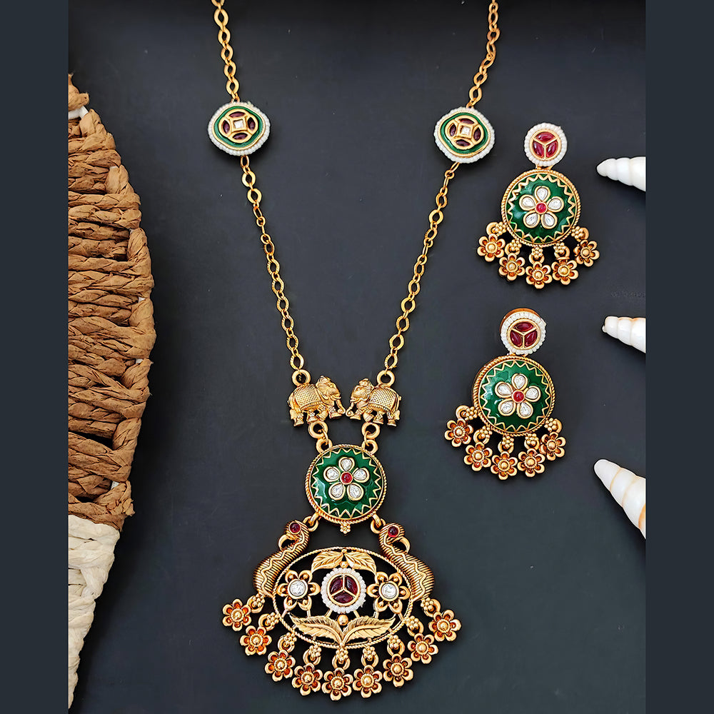 Js Fashion Heritage Rajwadi Polish Fancy Style Pendant Set