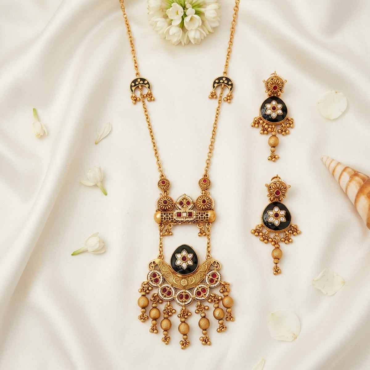 Js Fashion Designer Rajwadi Polish Fancy Style Pendant Set