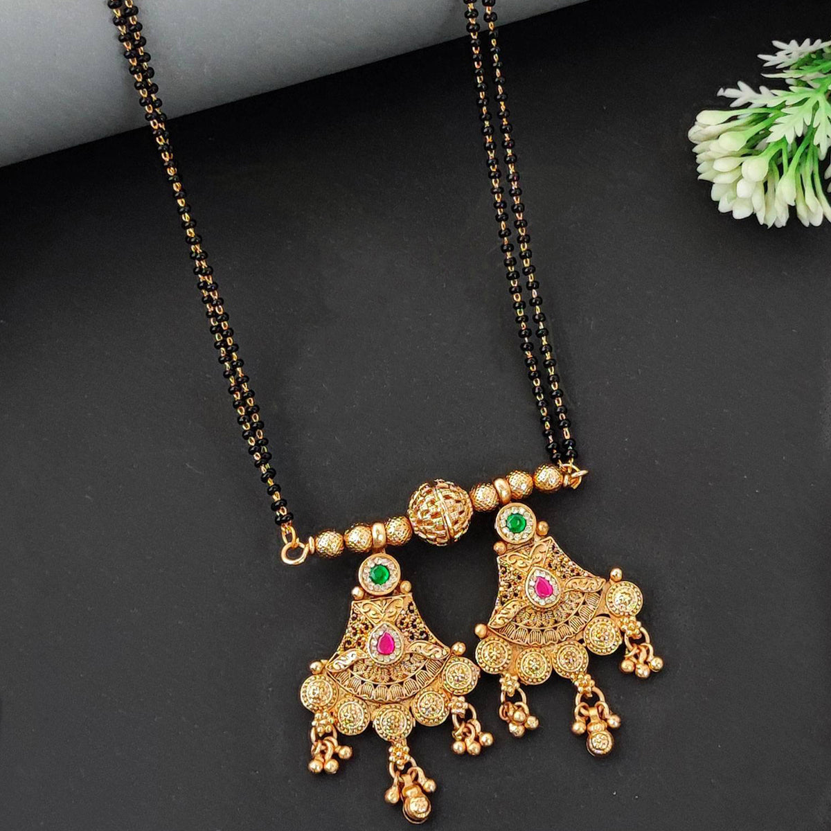 Js Fashion Elegant Rajwadi Gold Full Stone Pendant